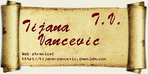 Tijana Vančević vizit kartica